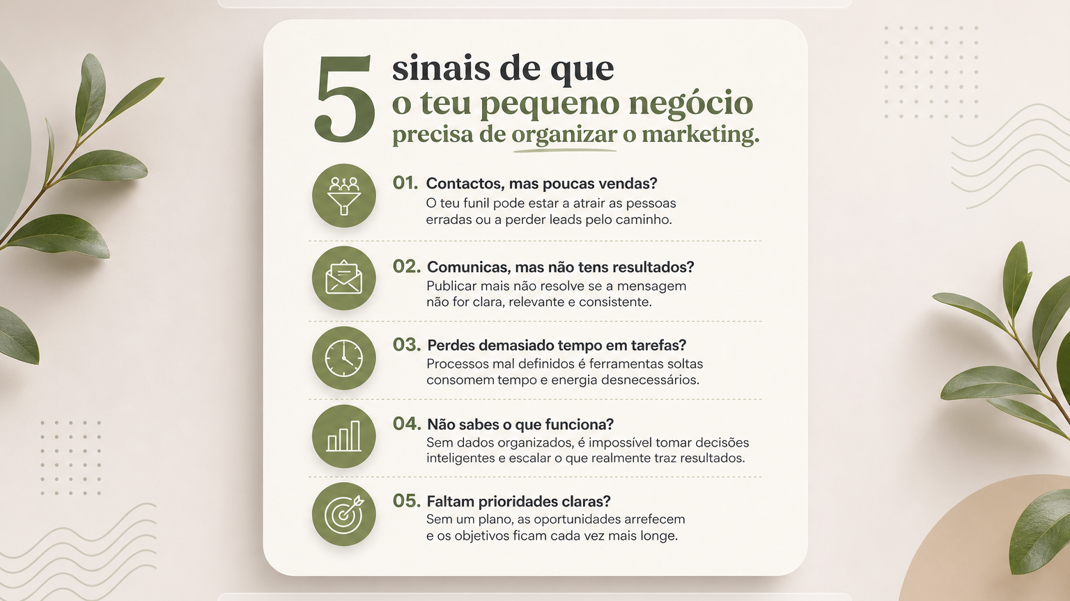 5 sinais de que o teu pequeno negócio precisa de organizar o marketing